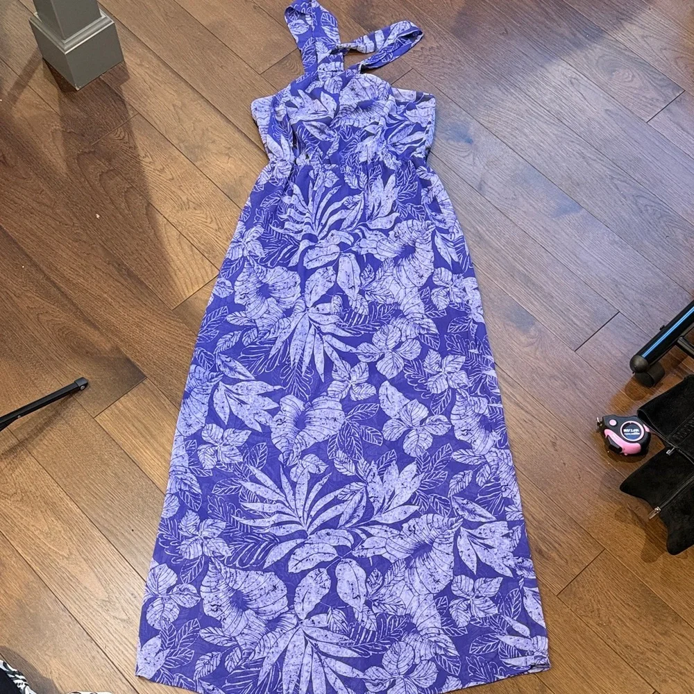 Sabine Purple Neck Strap Printed Maxi Floral Dress Size Small - C11-054